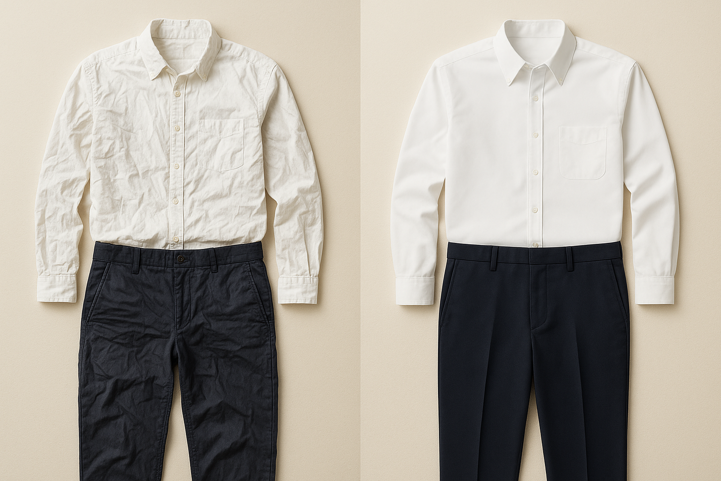 wrinkled vs unwrinkled clothes