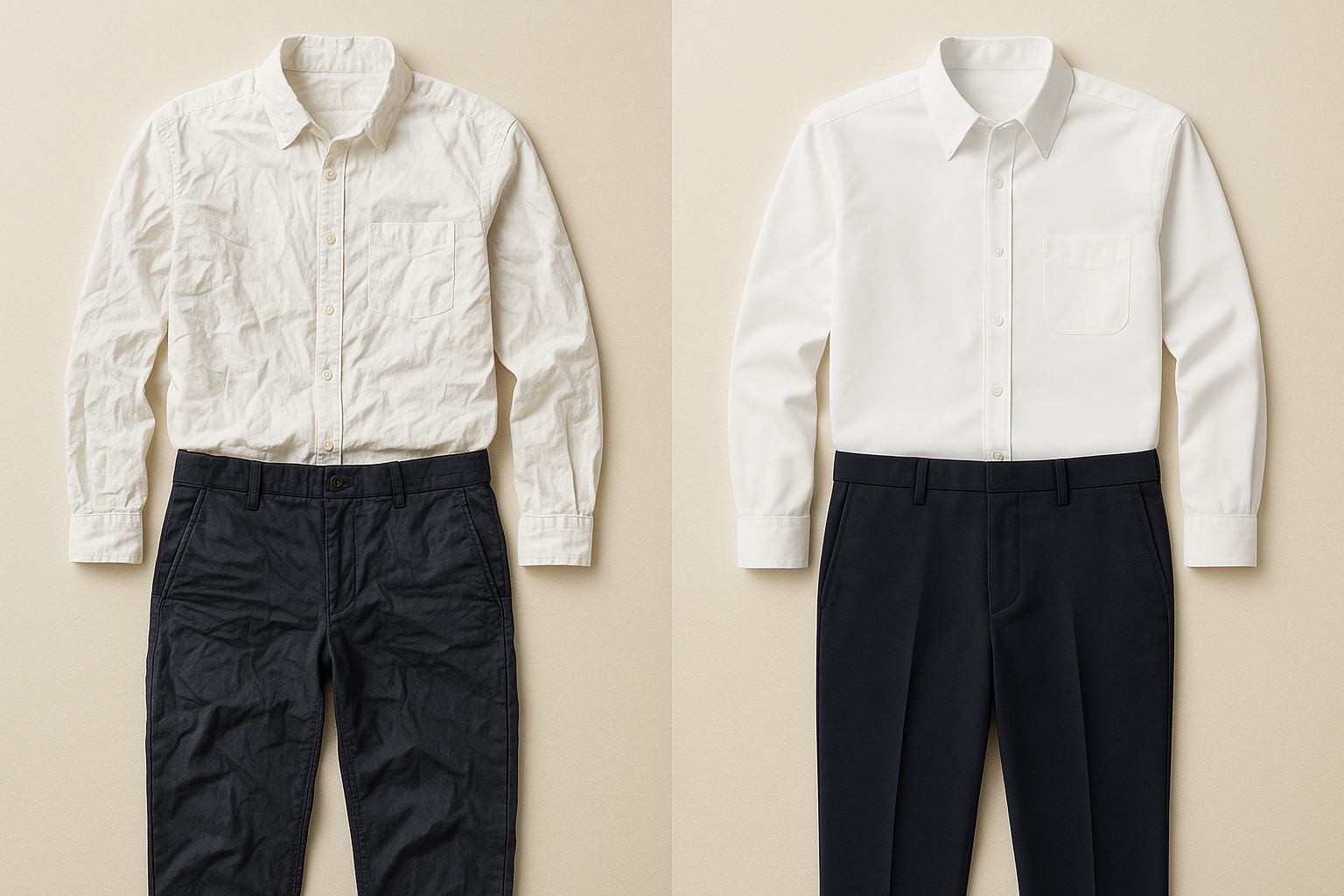 wrinkled vs unwrinkled clothes